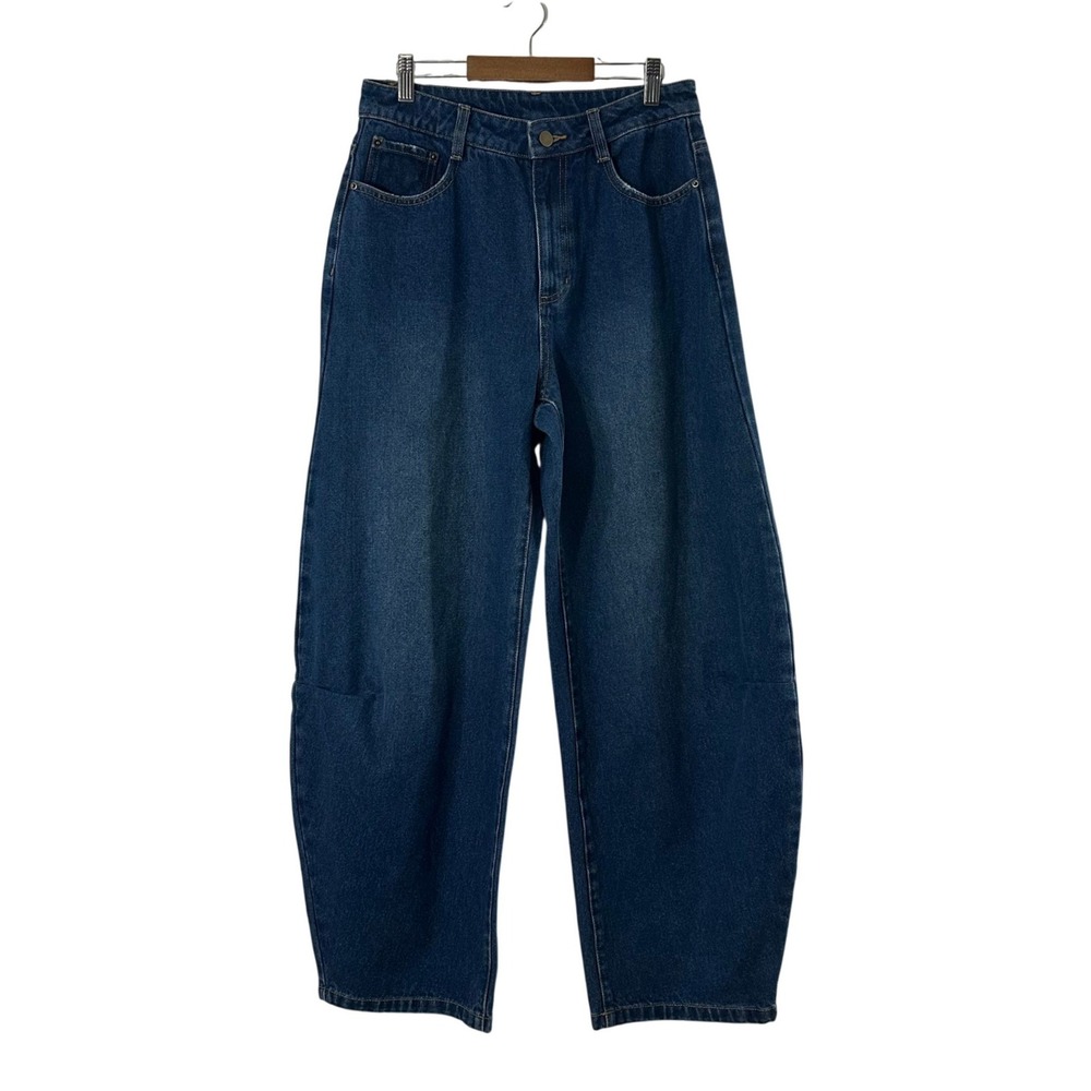 Commense Medium Wash Denim Cotton Barrel‎ Balloon Curved Leg Womens M 29